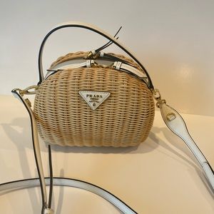 PRADA Wicker Saffiano Midolino Odette Handbag